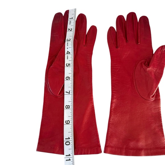 Vintage Saks Fifth Avenue Genuine Leather Womens Red Gloves Size 7 - Picture 11 of 11